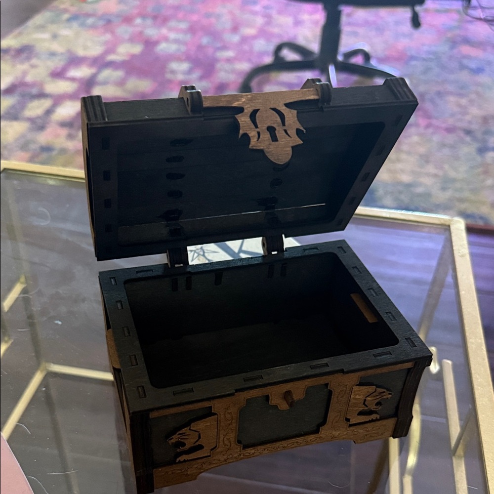 Wooden Black and Brown Storage Box